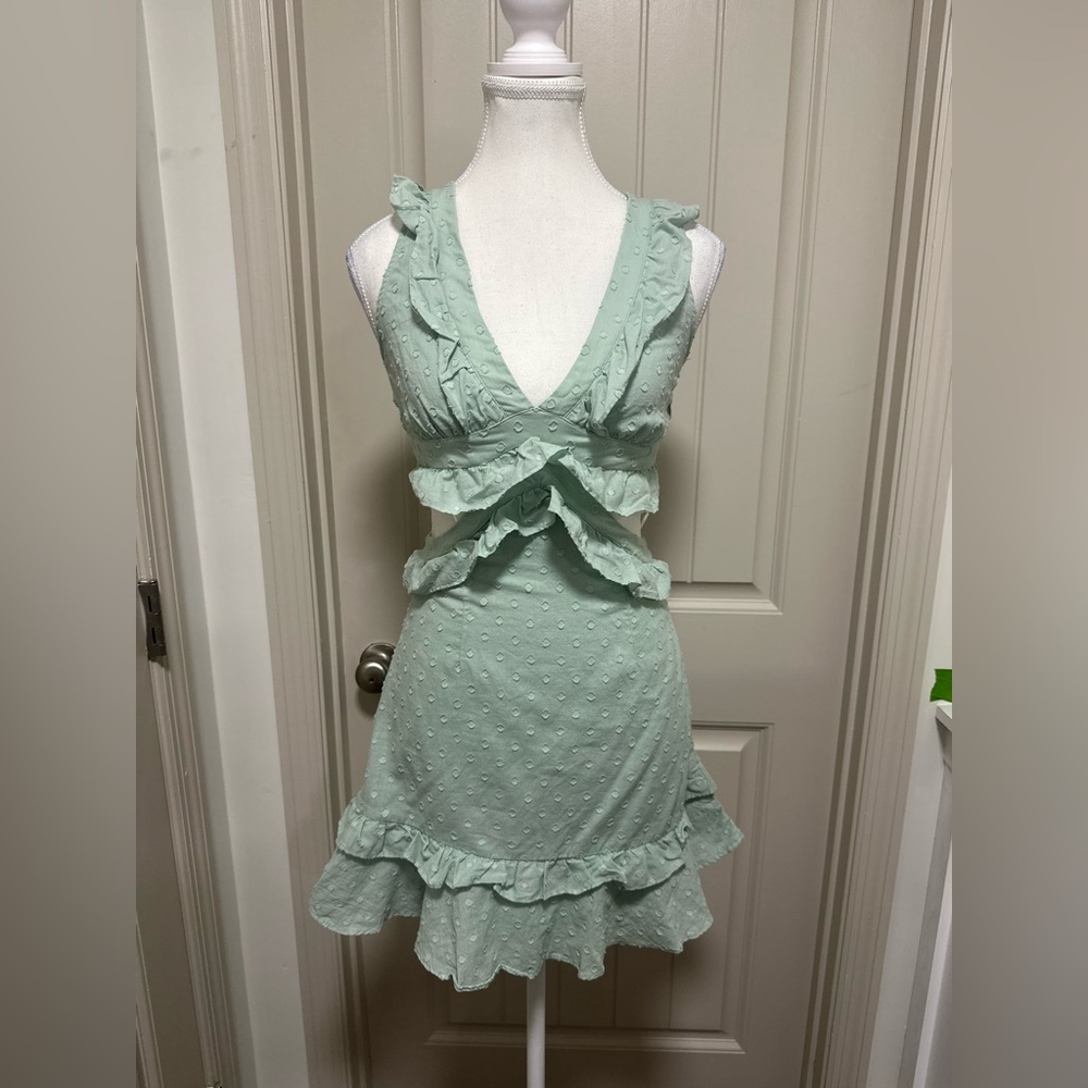 Altar'd State Mint Green Ruffle Cutout Dress